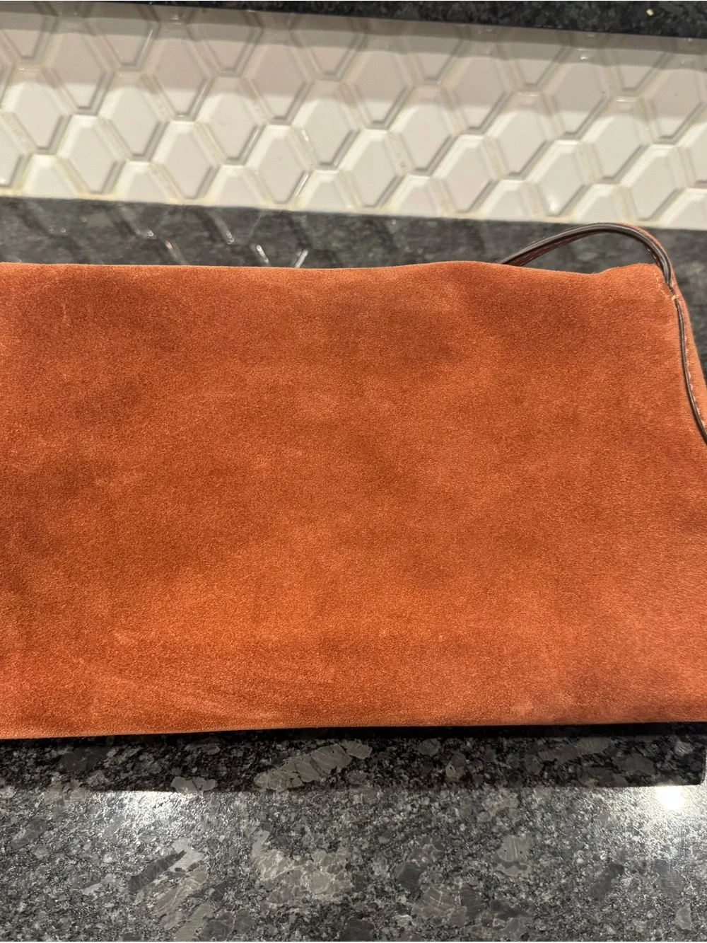 COACH Chelsea 30 in clay suede shoulder bag with gold hardware